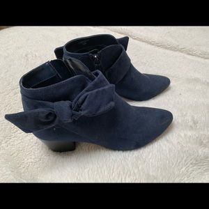 Blue suede booties
